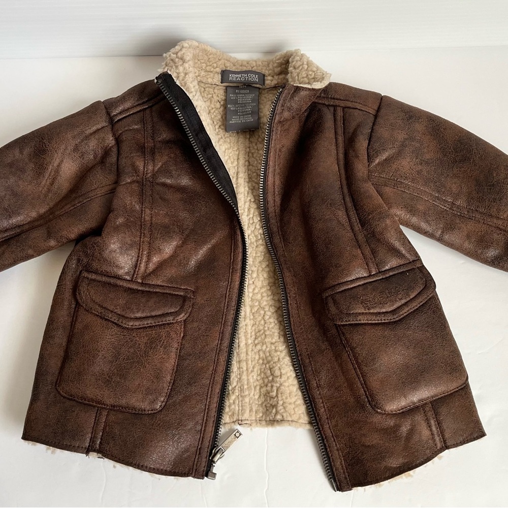 Brown Faux Leather Kids Jacket
